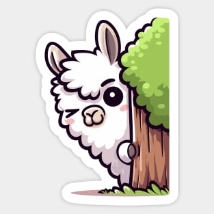 Kawaii Sneaky Llama Sticker